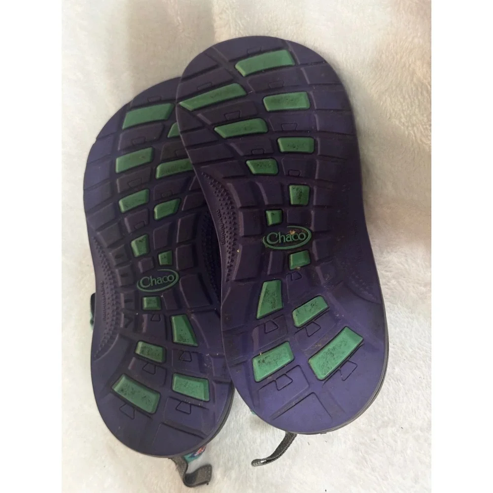 Chaco Kids Z1 Ecotread Sandals Green Orange Strappy Outdoor Shoes Size 3